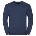 Denim marne - Front - Russell Collection - Pullover à col en V - Homme