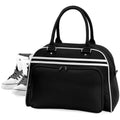 Noir-Blanc - Close up - Sac de bowling Bagbase rétro - 23 litres