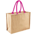 Naturel-Fuchsia - Front - Sac de courses classique en jute Westford Mill - 21 litres