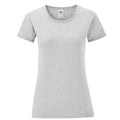 Gris chiné - Front - Fruit of the Loom - T-shirt ICONIC - Fille