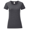 Gris foncé chiné - Front - Fruit of the Loom - T-shirt ICONIC - Fille