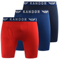 Bleu - Rouge - Front - Kandor - Boxers BAMBUSO - Homme