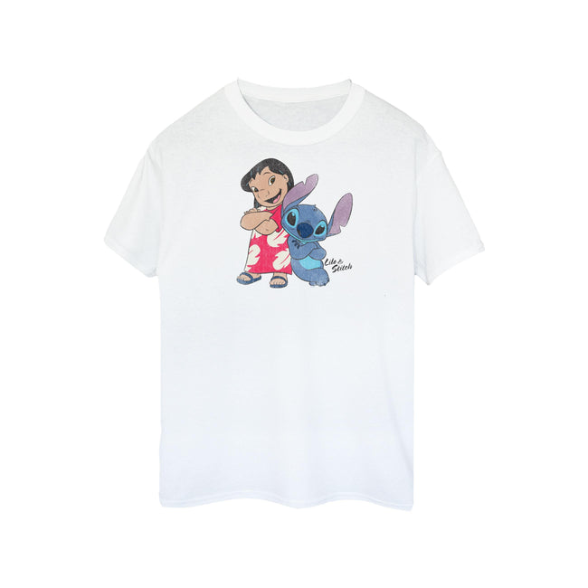 T-shirt droit coton Lilo et Stitch blanc fille