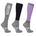 Lilas - Gris - Noir - Front - Hy Sport Active - Chaussettes pour bottes YOUNG RIDER