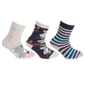 Bleu marine - beige - rose - Front - FLOSO - Chaussettes antidérapantes en coton (Lot de 3 paires) - Enfant