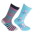 Bleu - rose - Front - FLOSO - Chaussettes en coton (Lot de 2 paires) - Enfant