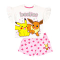 Blanc - Rose - Jaune - Front - Pokemon - Ensemble de pyjama court BESTIES - Fille