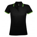 Noir-vert clair - Front - SOLS - Polo manches courtes PASADENA - Femme