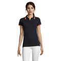 Bleu marine-orange - Back - SOLS - Polo manches courtes PASADENA - Femme