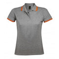 Gris chiné-orange - Front - SOLS - Polo manches courtes PASADENA - Femme