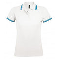 Blanc-bleu - Front - SOLS - Polo manches courtes PASADENA - Femme