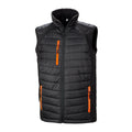 Noir - orange - Front - Result -  Gilet Softshells matelassé et rembourré COMPASS -  Homme