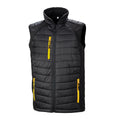 Noir - jaune - Front - Result -  Gilet Softshells matelassé et rembourré COMPASS -  Homme