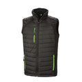 Noir - vert - Front - Result -  Gilet Softshells matelassé et rembourré COMPASS -  Homme