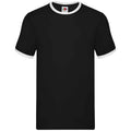 Noir - Blanc - Front - Fruit of the Loom - T-shirt RINGER - Homme