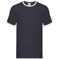 Bleu marine - Blanc - Front - Fruit of the Loom - T-shirt RINGER - Homme