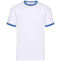 Blanc - Bleu roi - Front - Fruit of the Loom - T-shirt RINGER - Homme