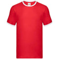 Rouge - Blanc - Front - Fruit of the Loom - T-shirt RINGER - Homme