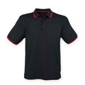 Noir - Rouge - Front - Henbury - Polo - Homme