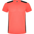 Corail fluo - Noir uni - Front - Roly - T-shirt DETROIT - Adulte