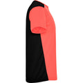 Corail fluo - Noir uni - Side - Roly - T-shirt DETROIT - Adulte