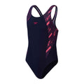 Bleu marine - Rose - Front - Speedo - Maillot de bain 1 pièce HYPERBOOM SPLICE - Fille