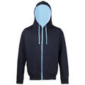 Bleu marine-Bleu ciel - Front - Awdis - Sweatshirt à capuche et fermeture zippée - Homme