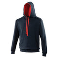 Bleu marine-Rouge feu - Front - Awdis - Sweatshirt à capuche et fermeture zippée - Homme