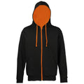 Noir-Orange - Front - Awdis - Sweatshirt à capuche et fermeture zippée - Homme