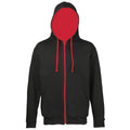 Noir-Rouge feu - Front - Awdis - Sweatshirt à capuche et fermeture zippée - Homme