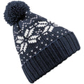 Bleu marine-Blanc - Front - Beechfield Fair Isle - Bonnet tricoté - Adulte unisexe