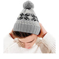 Gris clair-Noir - Back - Beechfield Fair Isle - Bonnet tricoté - Adulte unisexe