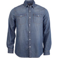 Bleu - Front - Kariban - Chemise denim décontractée à manches longues - Homme