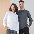 Blanc - Back - Henbury - Polo à manches longues - Hommes