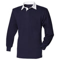 Bleu marine - Blanc - Front - Front Row - Polo de rugby à manches longues 100% coton - Homme