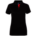 Noir-Rouge - Front - Asquith & Fox - Polo en contraste - Femme