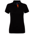 Noir-Orange - Front - Asquith & Fox - Polo en contraste - Femme