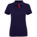 Bleu marine-Rouge - Front - Asquith & Fox - Polo en contraste - Femme