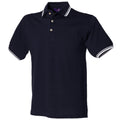 Bleu marine-Bouts blancs - Front - Henbury - Polo à manches courtes - Homme