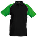 Noir-Gris clair-Vert - Front - Kariban - Polo de baseball à manches courtes - Homme