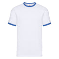 Blanc - Bleu roi - Front - Fruit of the Loom - T-shirt RINGER - Homme