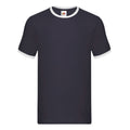 Bleu marine - Blanc - Front - Fruit of the Loom - T-shirt RINGER - Homme