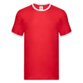 Rouge - Blanc - Front - Fruit of the Loom - T-shirt RINGER - Homme