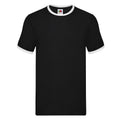 Noir - Blanc - Front - Fruit of the Loom - T-shirt RINGER - Homme