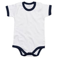 Blanc - Bleu marine - Front - Babybugz - Body RINGER - Bébé