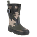 Vert - Marron - Noir Camouflage - Front - Trespass - Bottes de pluie PUDDLE - Enfant