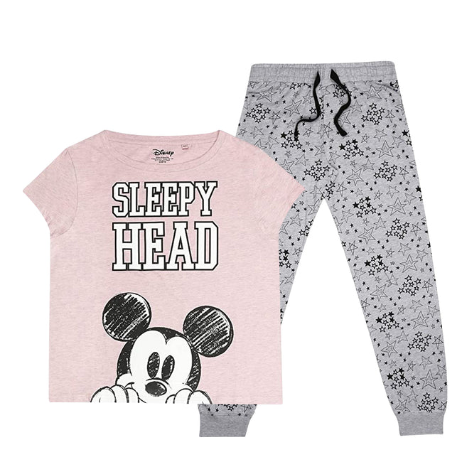 Pyjama en coton rose à manches courtes pour femmes Disney Mickey